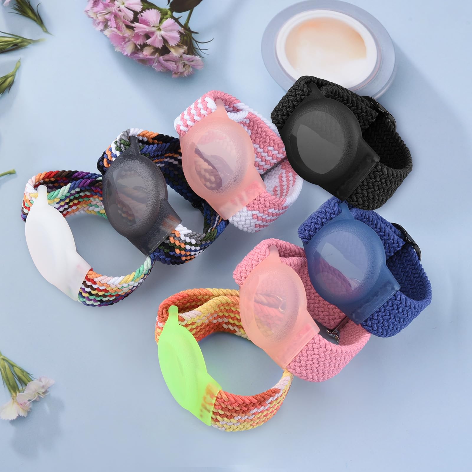 Vancle Bracelet Airtag Enfants, élastique Bracelet de Rechange, Coque Résistant aux Rayures, Facile à Porter, Couverture de Protection en Nylon Tressée pour Enfants et âgés, Arc Ciel