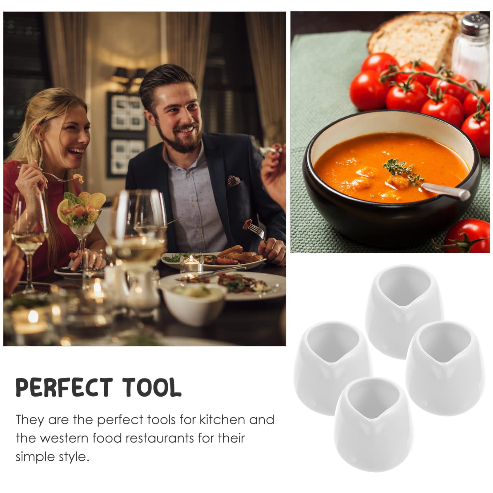 YARNOW Mini Milchkännchen Weiß 4 Stück Keramik Soßeschalen Mit Ausguss Tropffreies Servieren Für Sauce Dressing Brühe Küche Restaurant