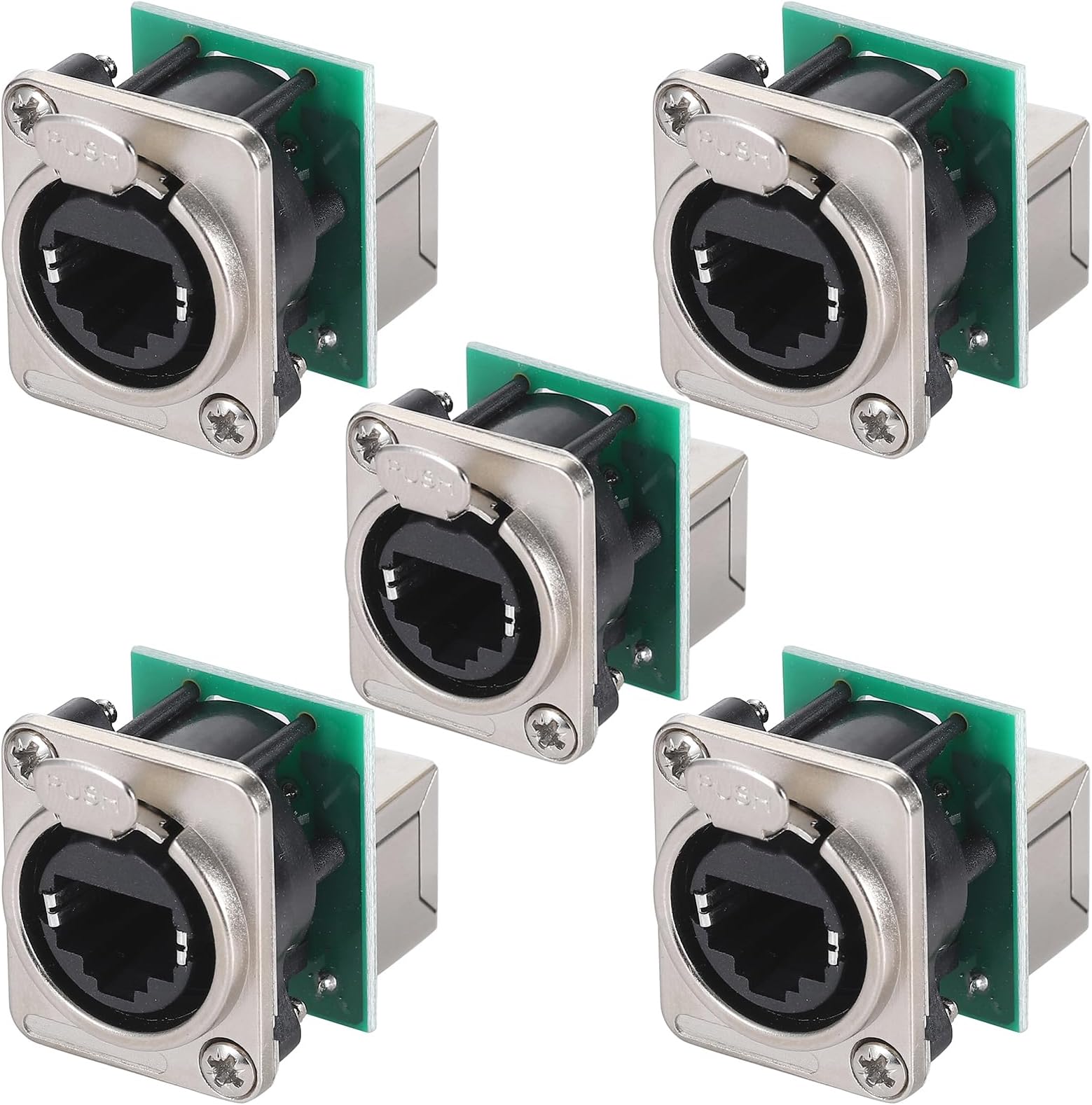 PENGLIN 5PCS Ethercon Rj45 Chassis Socket,D-NE8FDP RJ45 Feed/Pass Panel Mount Jack,D Series Cat5 RJ45 Vertical Panel-Mount Connector