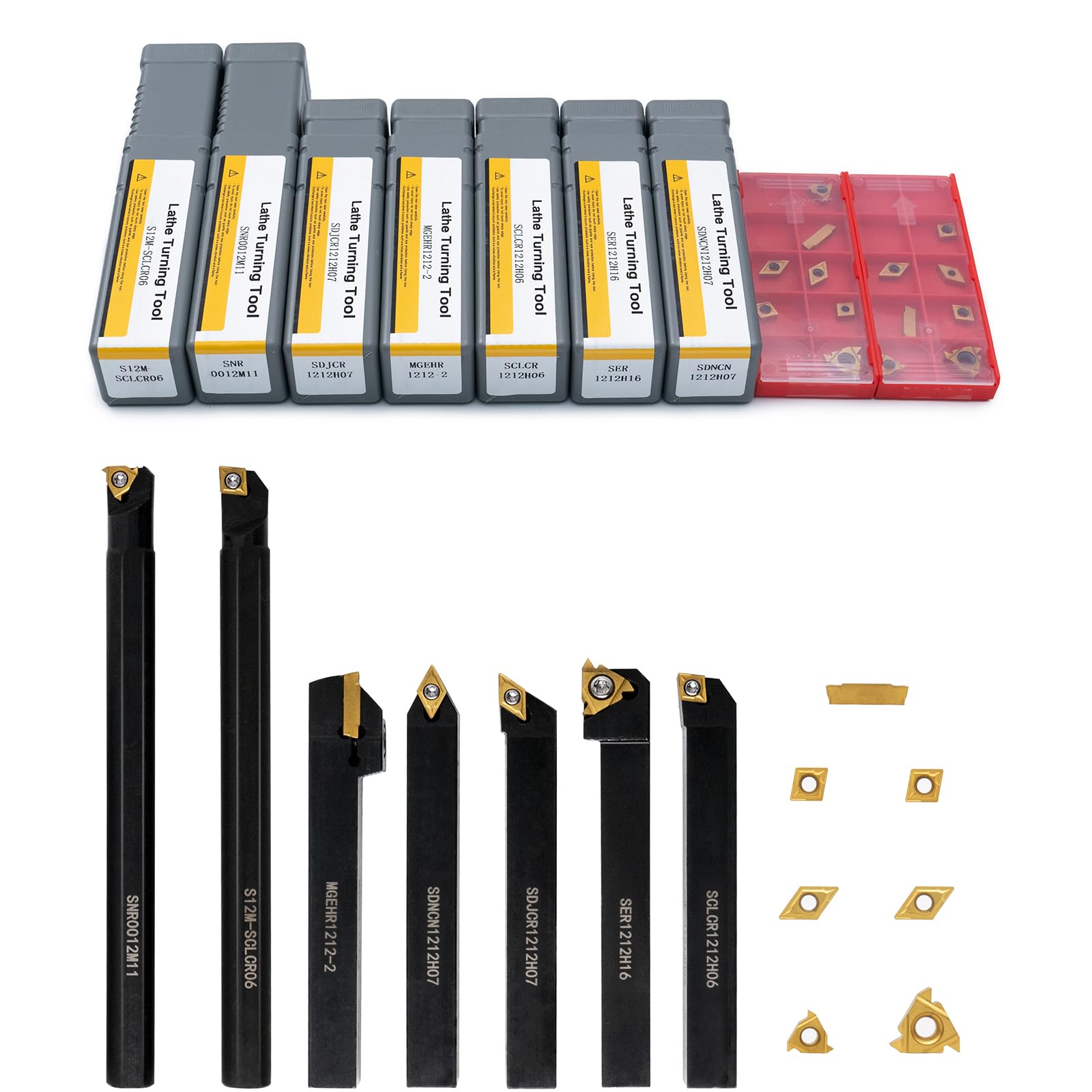 21Pcs Kit Indexable Lathe Turning Tool,1/2" 12mm Holder and Carbide Inserts — Amazon image 6