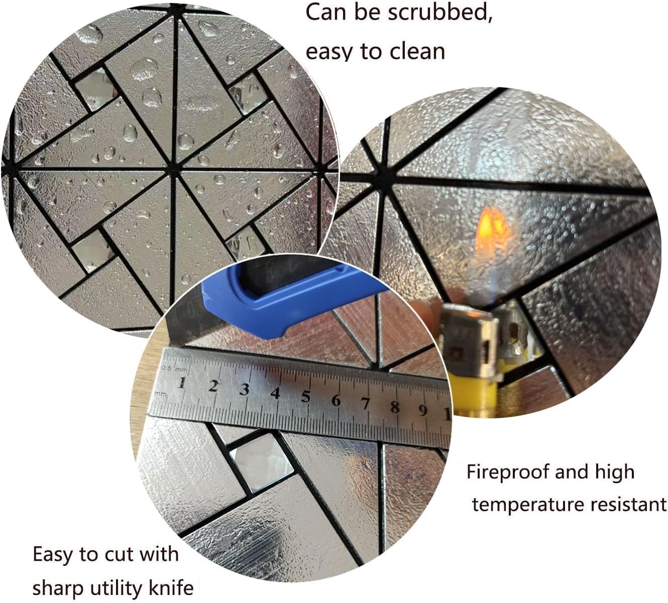 10 Sheets Peel and Stick Backsplash Tile, Self-Adhesive Mosaic Tile, Stick on Kitchen, Bathroom Vanities, Fireplace Décor, Laundry Table (Brushed Silver+White Diamond)