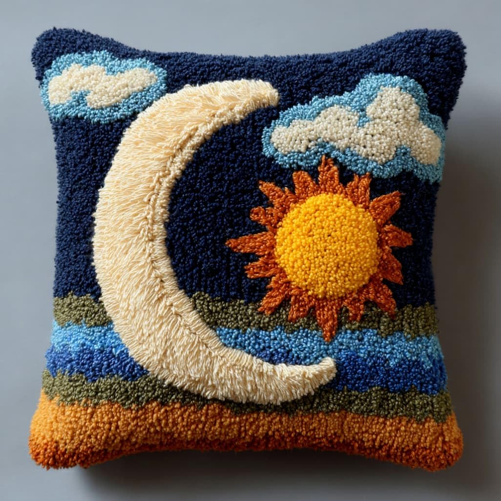 AxiangziK Latch Hook Pillow Kit,Moon