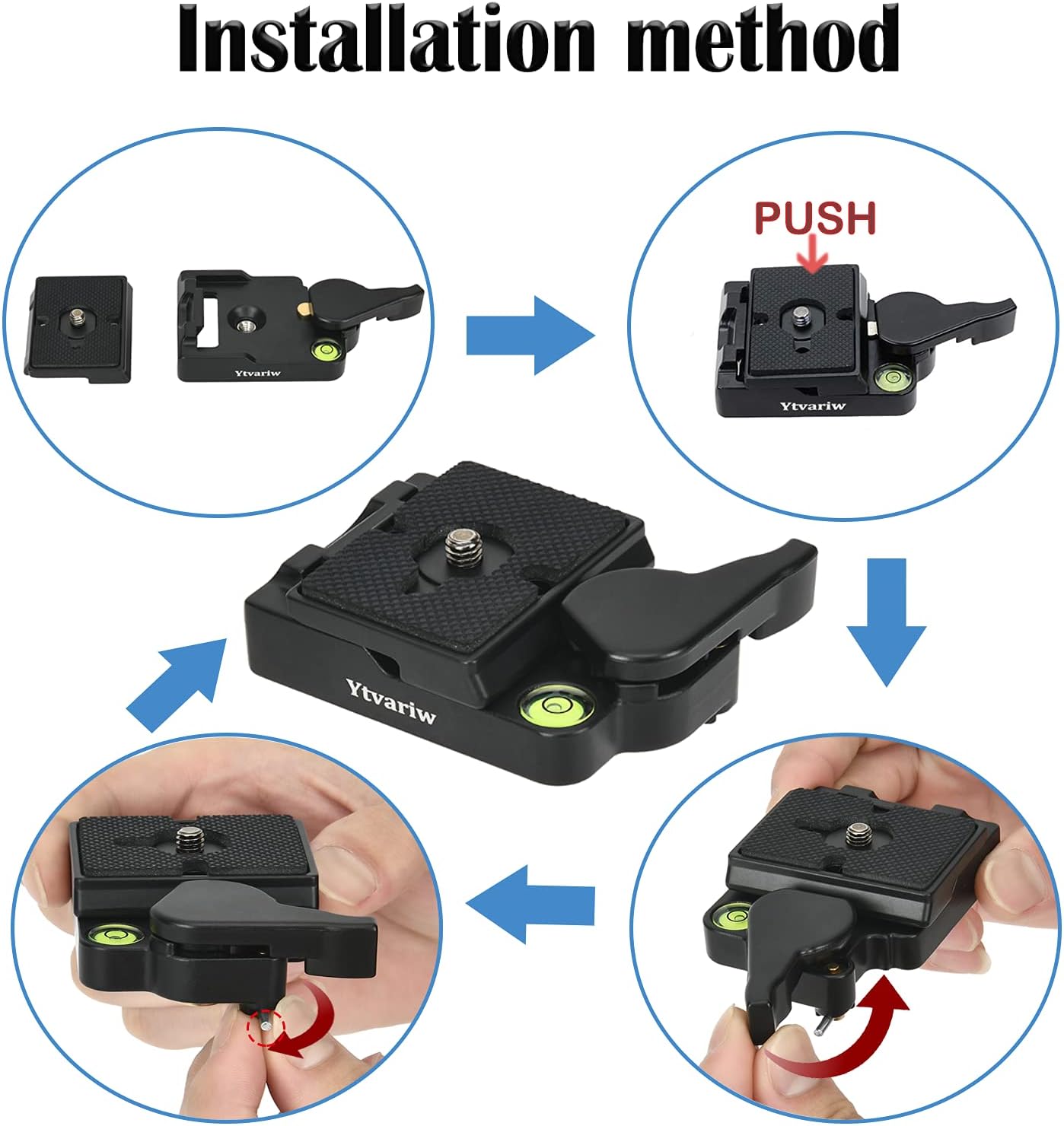 323 RC2 Quick Release Plate Adapter, Rapid Connect Adapter with Quick Release Plate Compatible for Manfrotto Monopod, Manfrotto Tripod Ball Head and Tripod 323 plate
