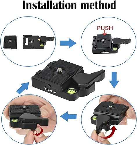 Miniatura 4 de 323 RC2 Adaptador de placa de liberación rápida, adaptador de conexión rápida con placa de liberación rápida compatible con monopie Manfrotto,