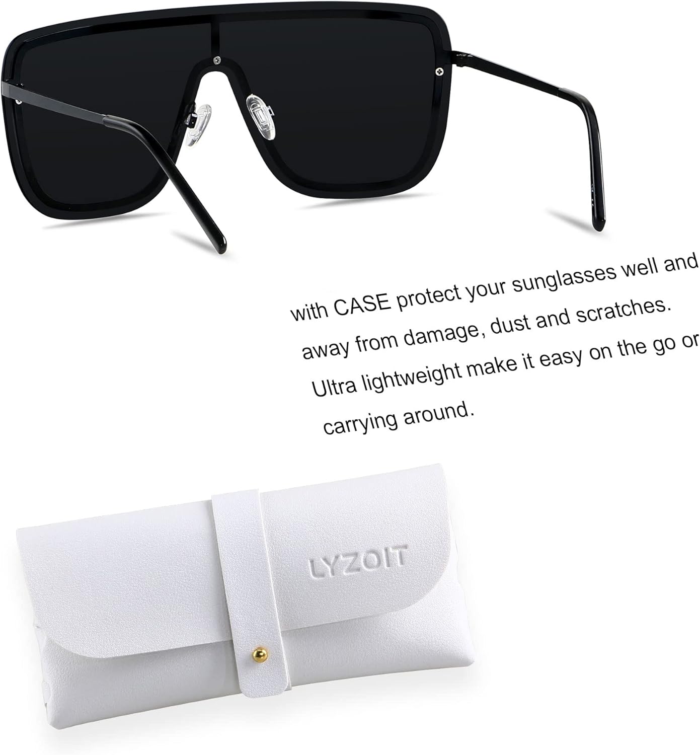 LYZOIT Rimless Oversized Square Sunglasses for Women Men Flat Top Shield Frameless Sun Glasses - Image 2