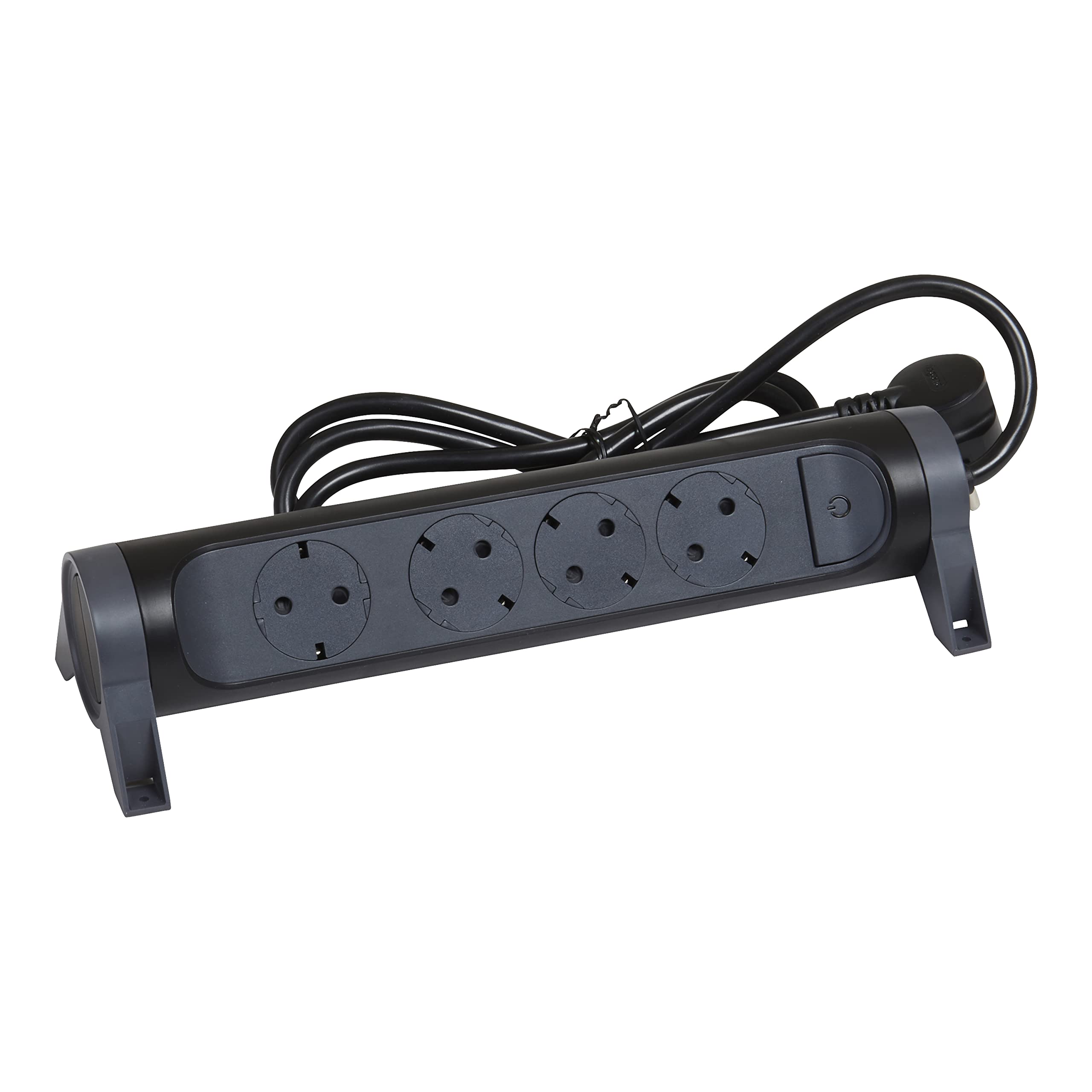 LEGRAND Regleta de enchufes, con Interruptor, Base múltiple con 4 Tomas de Corriente, Cable de 1,5 m, Color Negro/Gris Oscuro 694530 — view 2