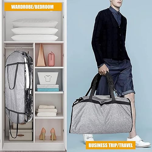 Miniatura 2 de Bolsas de ropa para colgar ropa, cubierta antipolvo de ropa para almacenamiento en armario, protectores de ropa plegables con cremallera completa