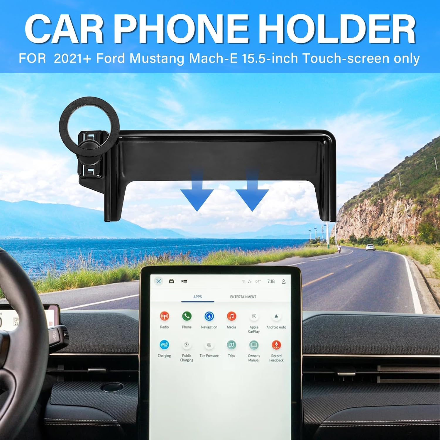 Car Phone Holder for 2021-2026 Ford Mustang Mach-E Accessories 15.5 Screen image 2
