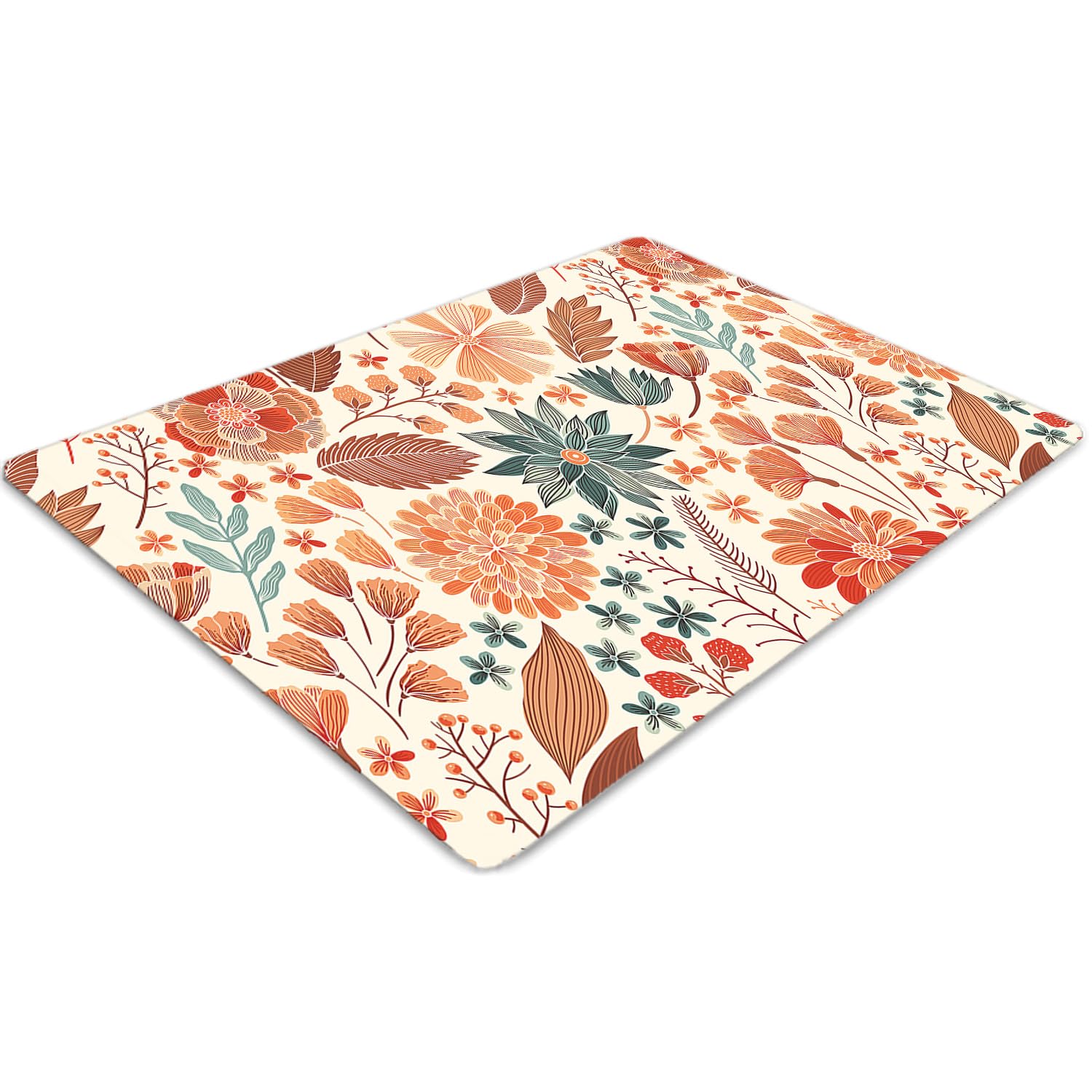 Tapis de sol imperméable 140x100 cm avec motif floral pour une protection élégante du bureau