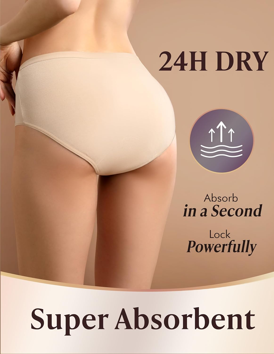 AIRCUTE Washable Adult Urine Incontinence Underwear for Women Leak Proof Absorbent Bladder Protective Panties (X-Large, 5 Pack) - Image 3