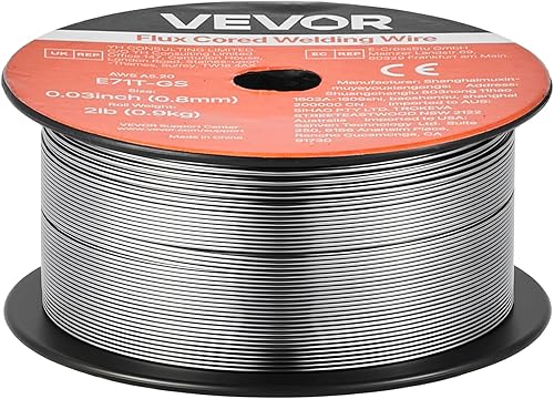 Miniatura 9 de VEVOR Flux Core - Cable de soldadura MIG, E71T-GS 0.03 pulgadas, 2 libras, alambre de soldadura de acero suave sin gas con salpicaduras bajas