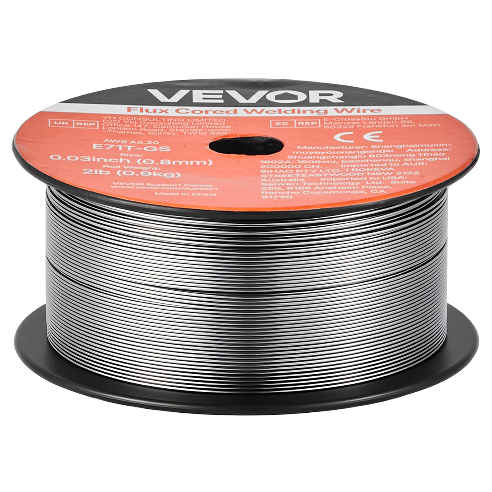 VEVOR Filo MIG per Saldatura, E71T-GS 0,8 mm 0,9 kg, in Acciaio Dolce Senza Gas con Pochi Schizzi per Saldatura ad Arco in Tutte le Posizioni, Autoprotetto per Uso Esterno, Confezione da 3 Rotoli