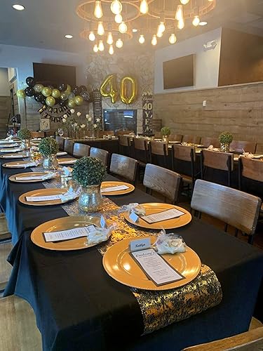 Miniatura 2 de Paquete de 2 rollos de camino de mesa dorados de 11 x 108 pulgadas camino dorado con purpurina para mesa camino de mesa metálico brillante