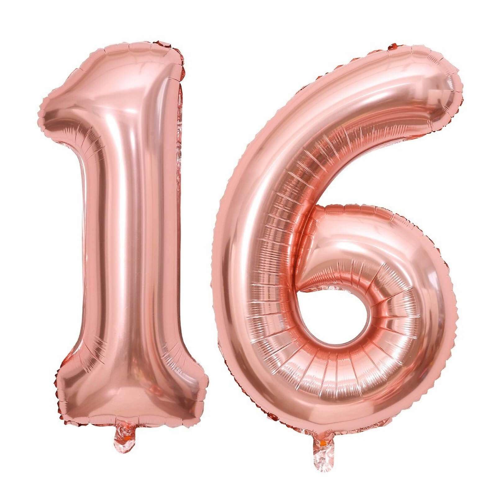 40 Inch Rose Gold 16 Number Balloon 61 Large Size Jumbo Digit Mylar Foil Helium Rose Gold Balloons for 16th 61st Birthday Party Celebration