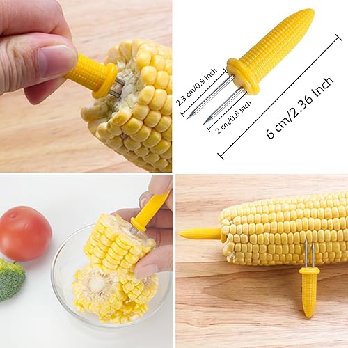 Miniatura 7 de Paquete de 24 soportes para maíz de acero inoxidable, brochetas de maíz en la parrilla y mazorcas para cocinar en casa y barbacoa