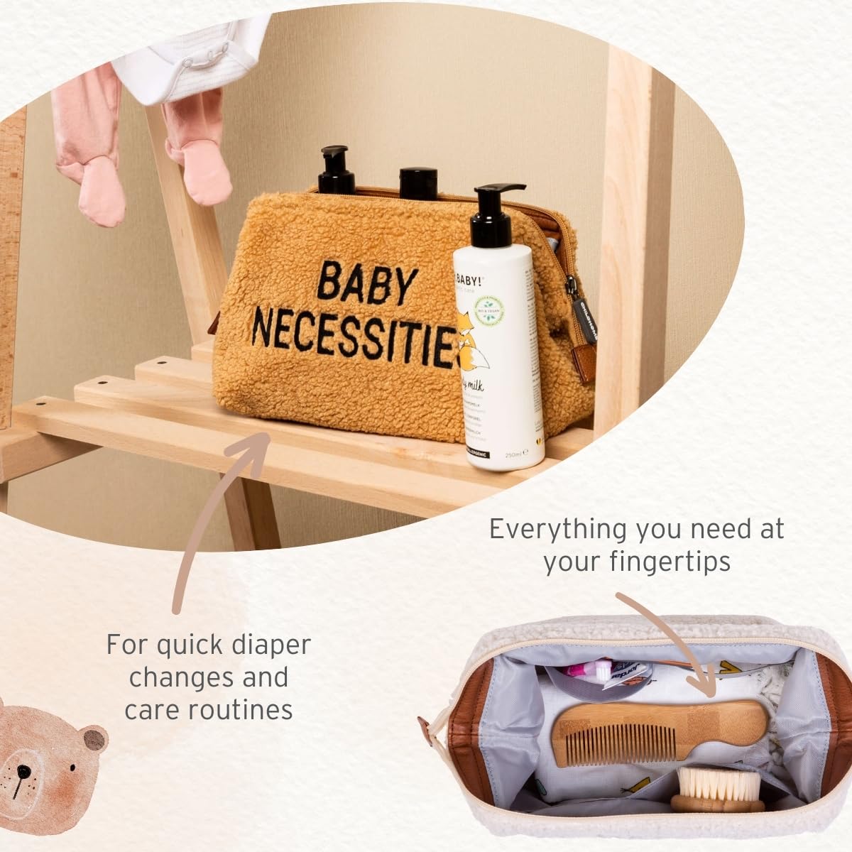 CHILDHOME Astuccio da toilette per neonato teddy beige idrorepellente