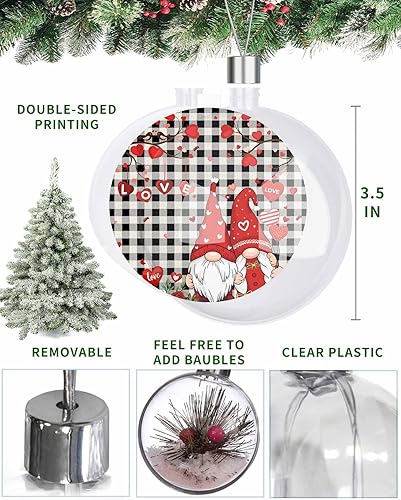 Miniatura 7 de Esferas de Navidad para árbol de Navidad, decoraciones de Navidad inastillables para el día de San Valentín, árbol de amor de gnomo rojo, rosa,