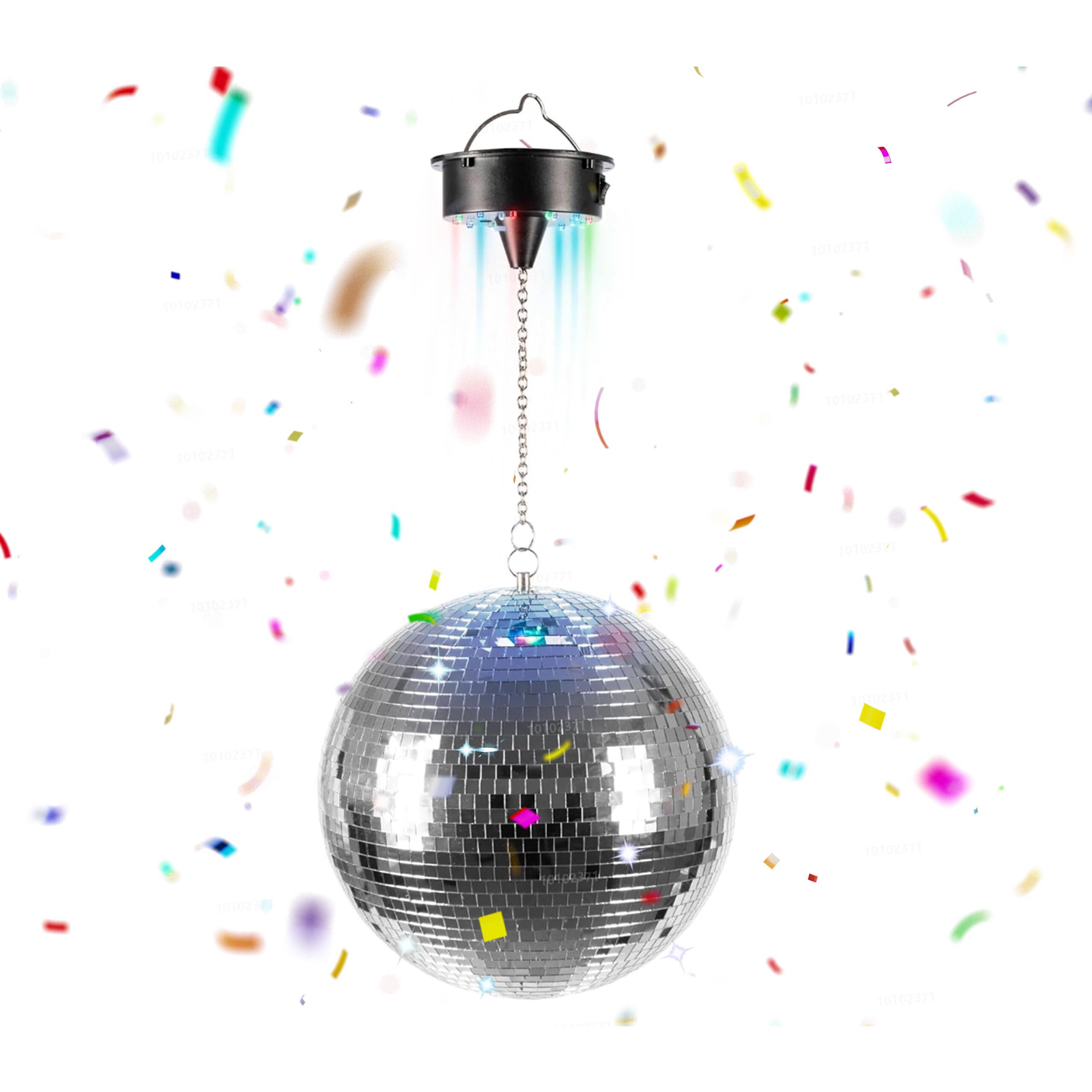 Relaxdays Palla Disco Rotante con Motore e LED Ø 20 cm, specchiante, Batteria, Ideale per Feste, Argento