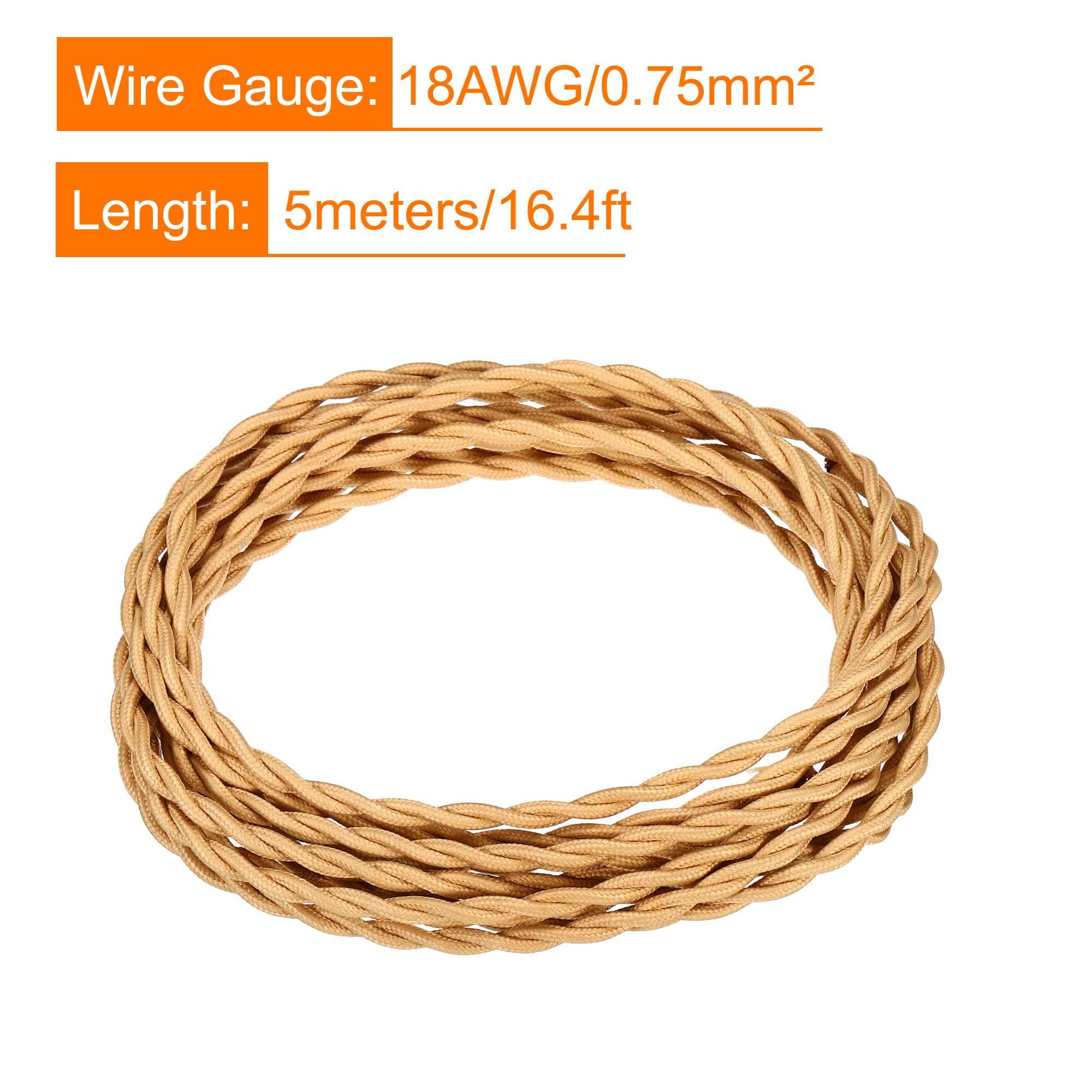 Vintage Elektrokabel Mit Stoffgeflecht – 2-adrig, 18 AWG, 5 M, Grau, Für Pendelleuchten & DIY