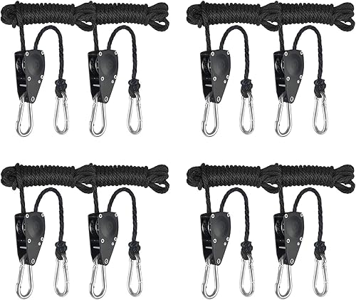 Miniatura 1 de iPower Perchas de luz de crecimiento ajustables de 14 de pulgada, 8 pies de largo, gancho de cuerda resistente, capacidad de peso de 300 libras para