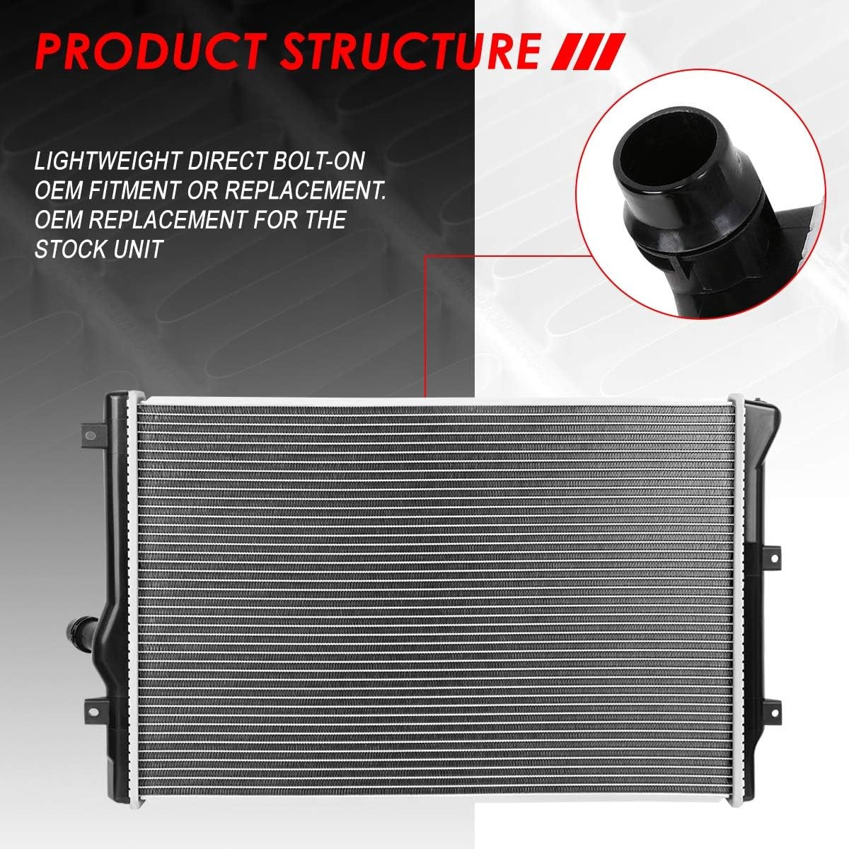 Auto Dynasty Radiator Compatible with 04-15 Audi A3 S3 TT Seat Altea Freetrack Leon Toledo VW EOS Bora Beetle Golf GTI Passat Jetta 2.0L, DPI 2822 Factory Style 1-Row Cooling Radiator, Aluminum Core