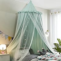 Vista 1 de Toldo de cama para niñas, mosquitera de doble capa para niñas, decoración de habitación, rincón de lectura (verde)