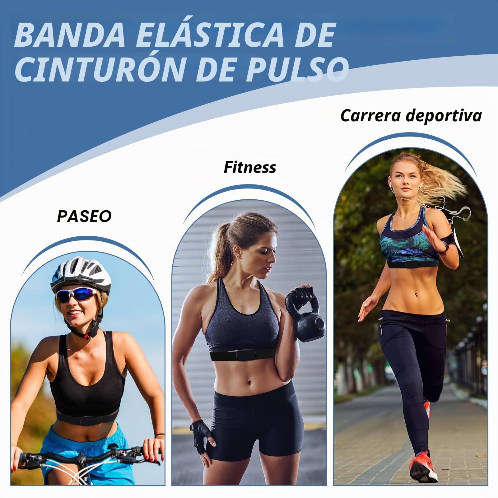 Correa de repuesto para ANT+ y Bluetooth Polar H7 Compatible con Coospo, Wahoo Tamaño universal M-XL, para caminar correr Ejercicios Cardiovasculares