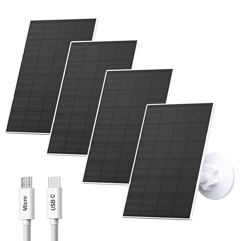 Painel Solar de 2 W para Câmeras de Segurança com USB e USB-C Zivif, Kit com 4 unidades