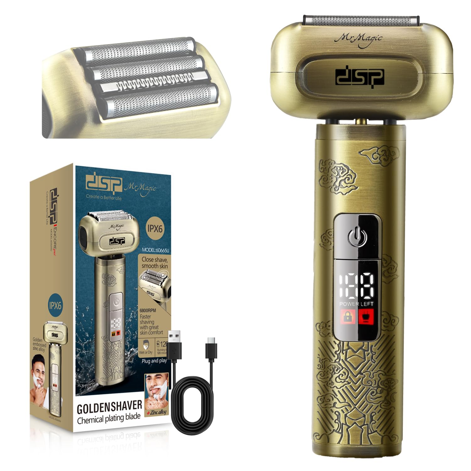Amazon.com: DSP Electric Shavers for Men, IPX6 Waterproof, Type-C