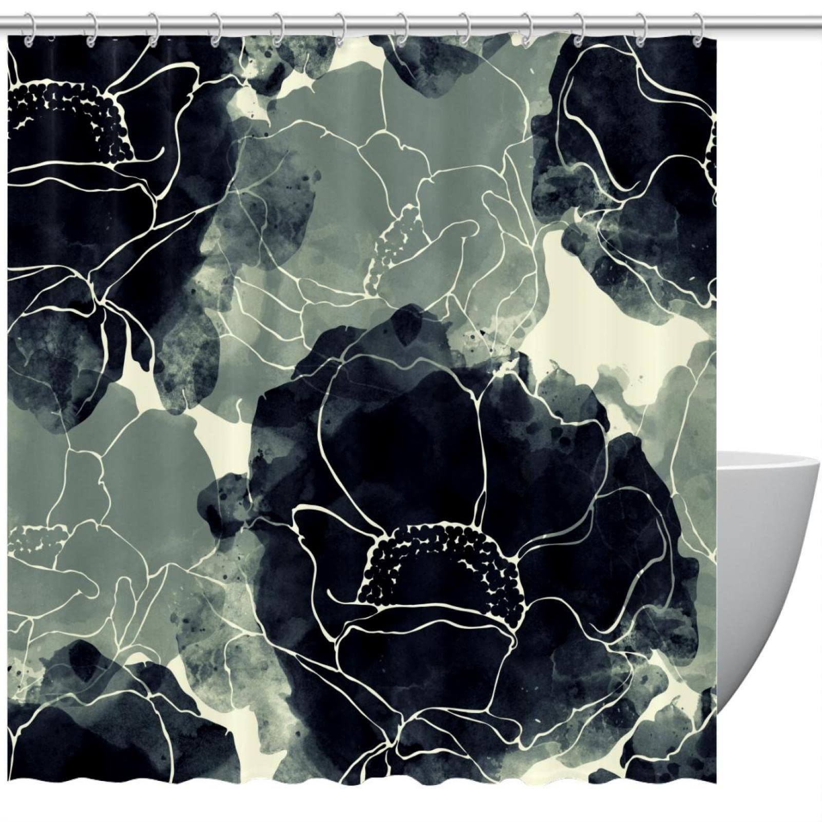 Rideau de douche textile abstrait bohème pour décoration salle de bain moderne 168x183