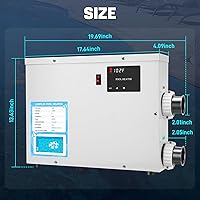 Vista 8 de Calentador eléctrico de piscina de 5.5KW 220V 25A para piscina, bañera de hidromasaje y calentador de spa con termostato de pantalla táctil digital