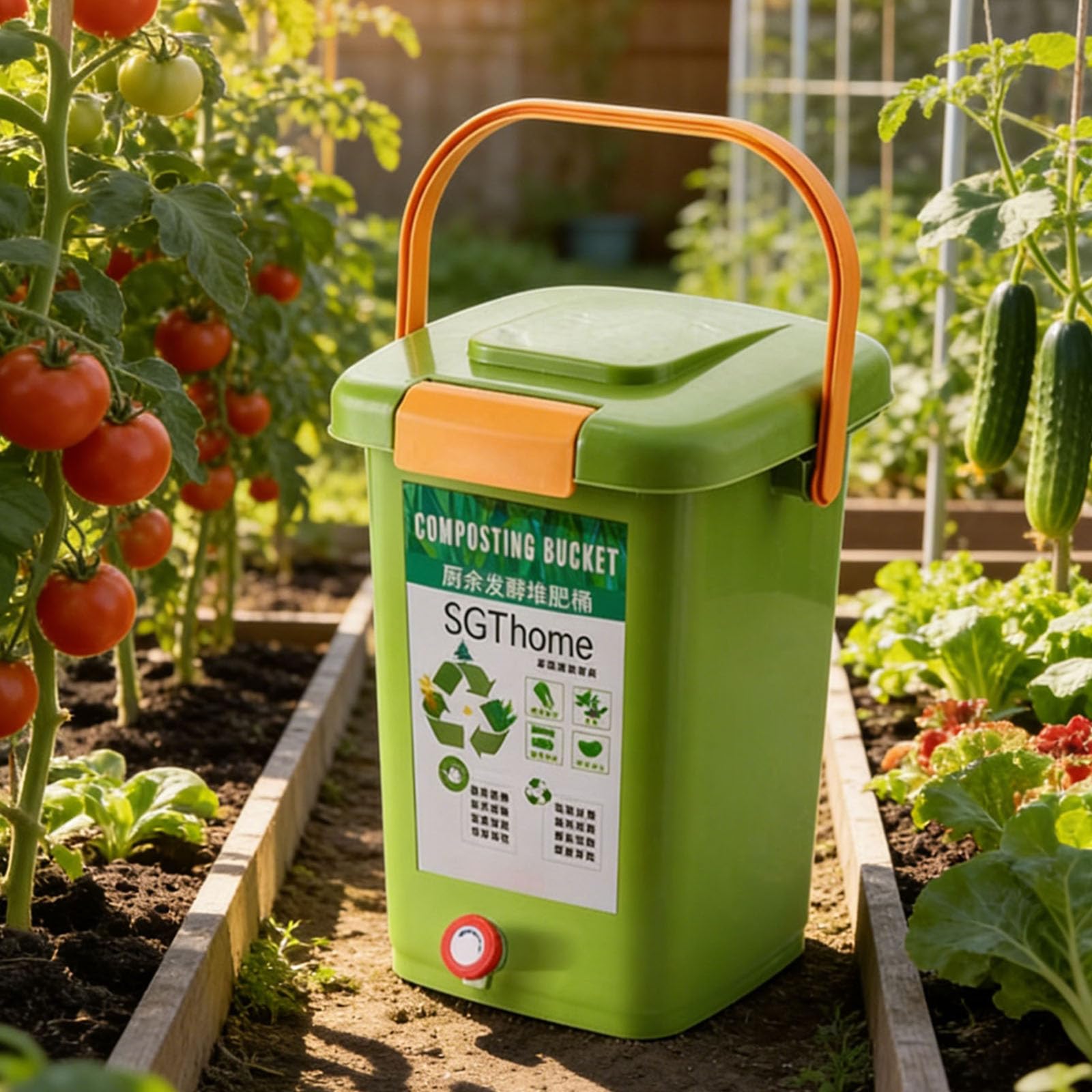 Garten Humusbehälter mit verstärkter Belüftung für schnellere Verrottung von organischen Abfällen, einschließlich Laub, Gras und Küchenresten Einfache Installation