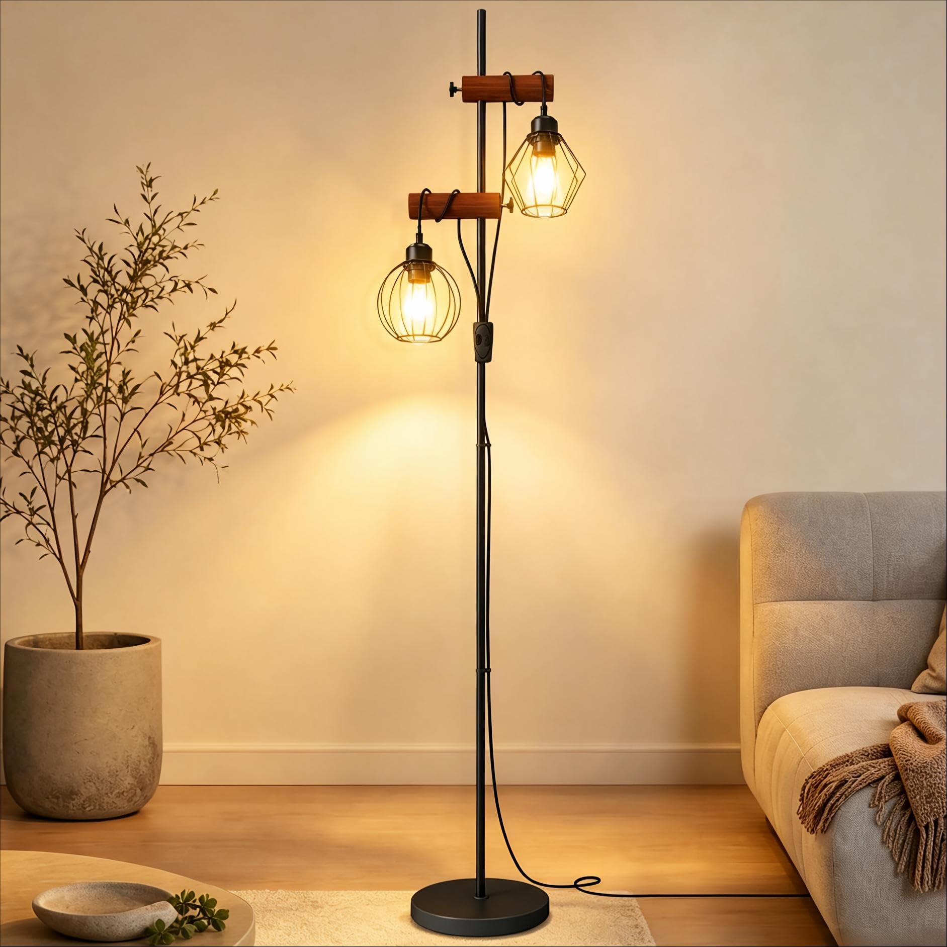 ARTETHYS Floor Lamps for Living Room, Tall Industrial Standard Lamp Black