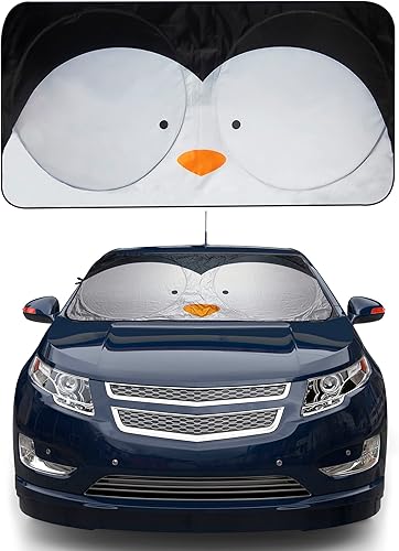 Vista 11 de FH Group Parasol para parabrisas de automóvil – Parasol reflectante plegable con estampado de pingüino, protección UV, bloqueador de calor