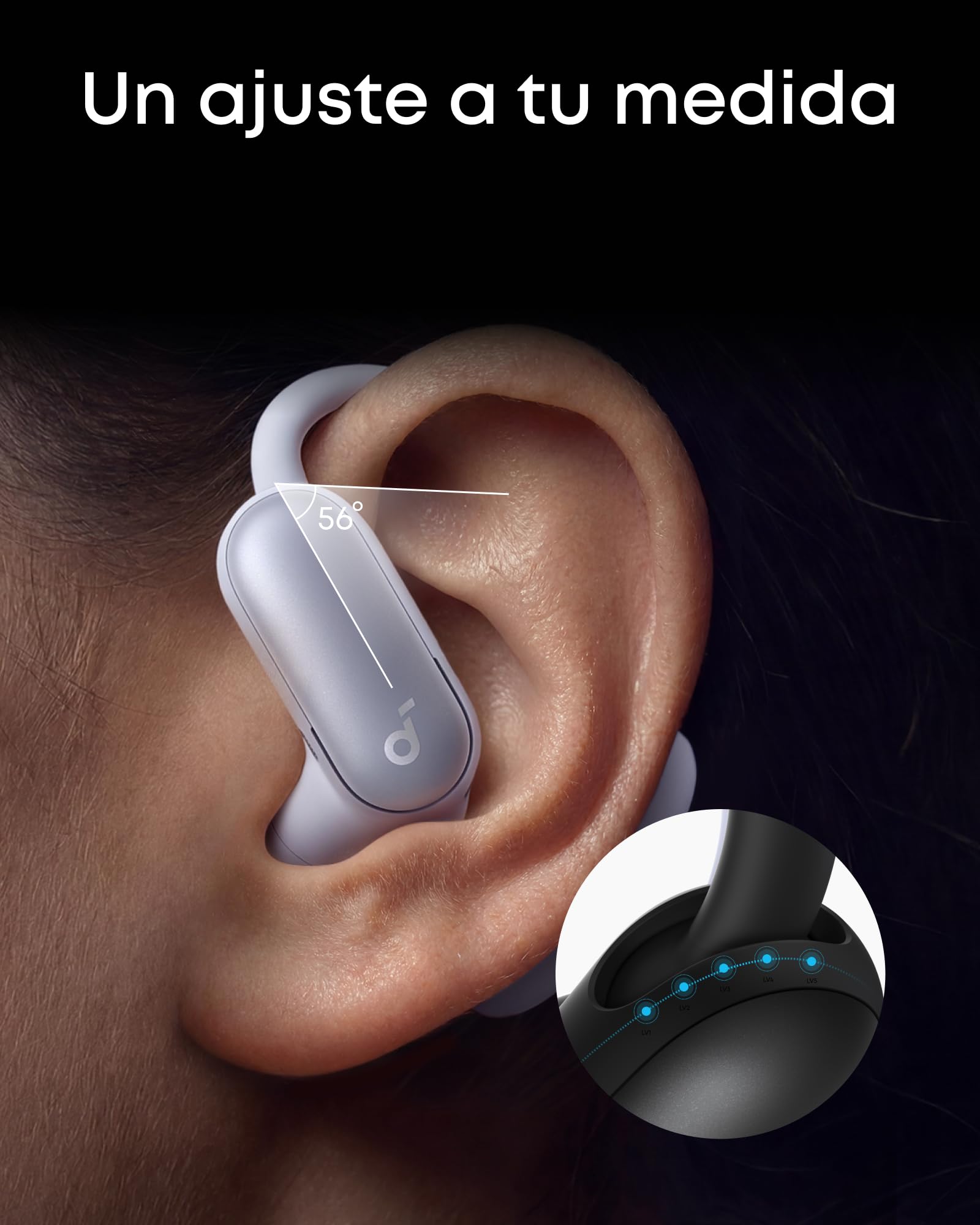 Soundcore AeroFit 2 Pro de Anker, Auriculares Abiertos con ANC, Ganchos 5 Posiciones, Controladores 11,8 mm, Audio Alta Resolución LDAC, Llamadas Nítidas IA, 4 Micrófonos, IP55, Carga Inalámbrica