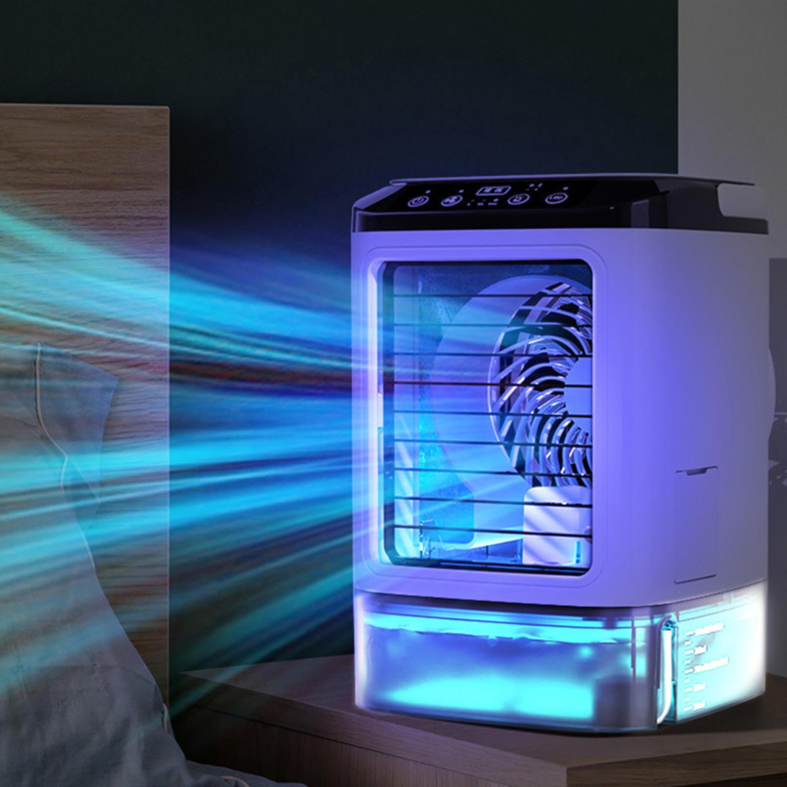 con Contenitore Aria Condizionata Portatile, Raffrescatore Evaporativo con Serbatoio dell'Acqua da 900 Ml Ventilatore con Ghiaccio
