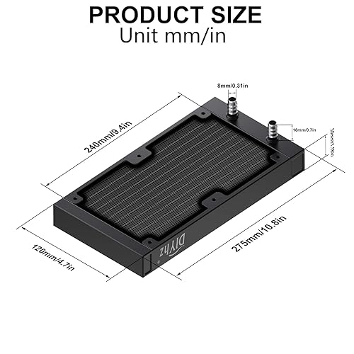 Miniatura 2 de Radiador de Refrigeración por Agua de Aluminio de 12 Tubos para CPU de 240mm, Sin Ventilador de 120mm, DC12V Negro