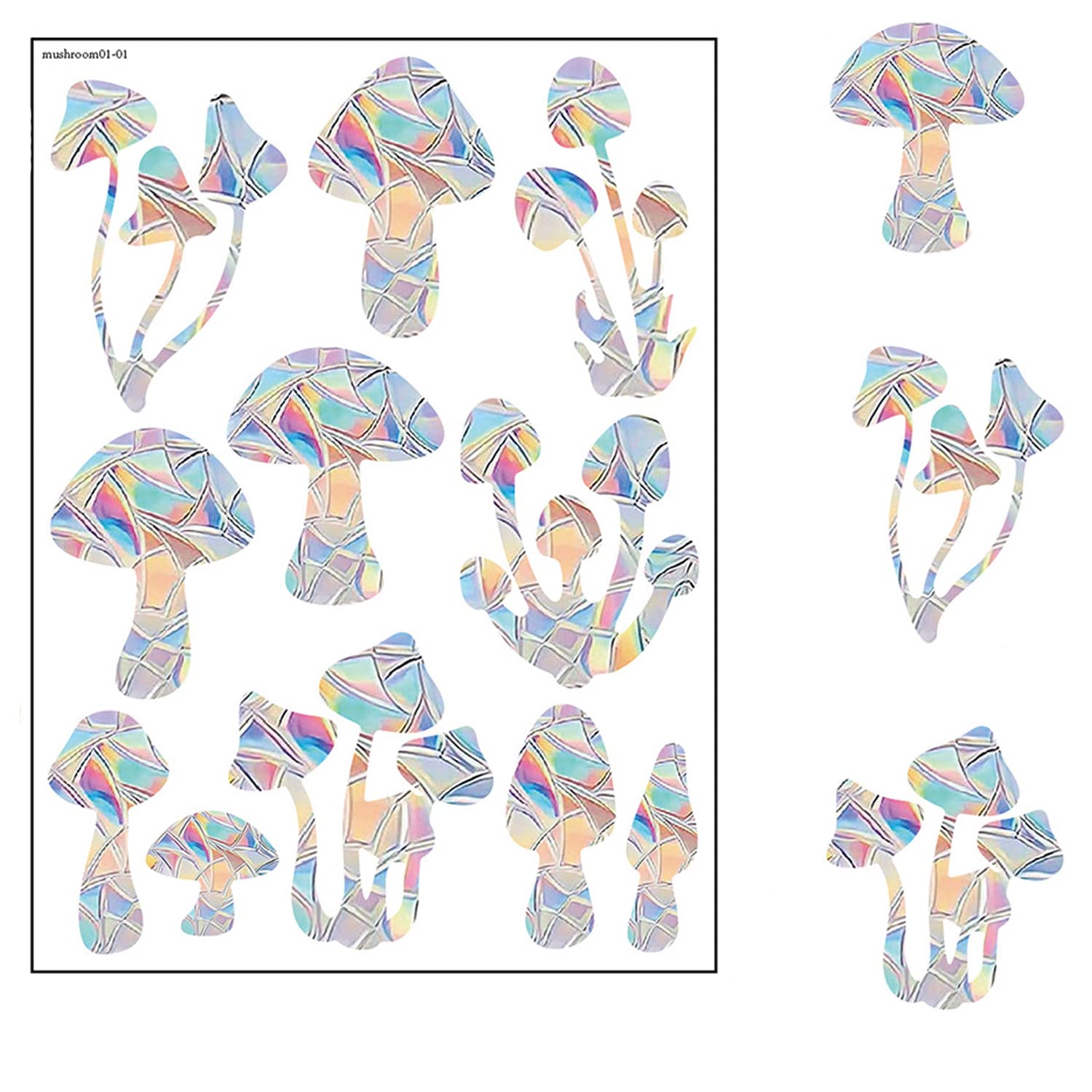 Payutou 4 Sheet 44Pcs Mushroom Window Decals for Bird Strikes,Anti-Collision Window Clings Glass Alert Prism Decals Prevent Birds Strikes Decorate Your Glass Doors