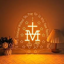 Virgin Mary Neon Sign, Catholic Marian Cross LED Neon Light Dimmable Wall Decor, Custom Color Religious Prayer Sign for Home Chapel Sacristy Spiritual Space Church Wall Art & Faith-Inspired Gifts