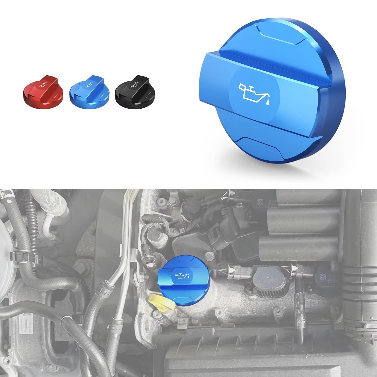 Tapón de llenado de aceite de motor Para SEAT Para Skoda BEVINSEE Tapón Llenado Aceite Tapón Aceite Motor Accesorios Repuesto Tapas Cubierta Accesorios Repuestos 1 Pieza(Blue)