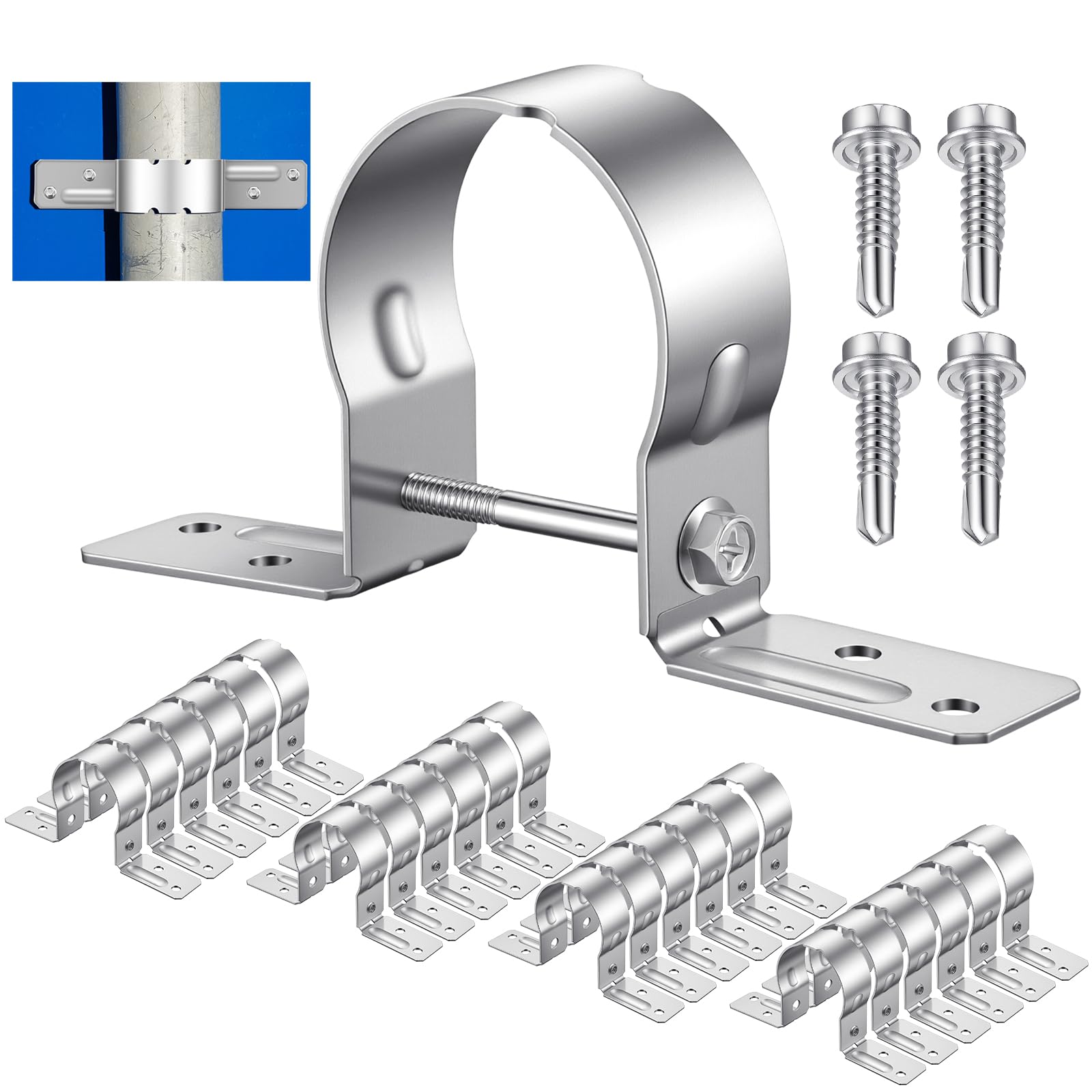 Paquete de 24 soportes de tubería galvanizados de 2-3/8 pulgadas con tornillos