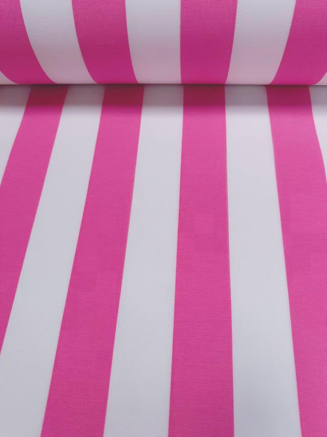 Pink & White Striped Dralon Outdoor Fabric Acrylic Teflon Waterproof Upholstery Material for Cushion Gazebo Beach - 160cm Wide (Sold by The metre)