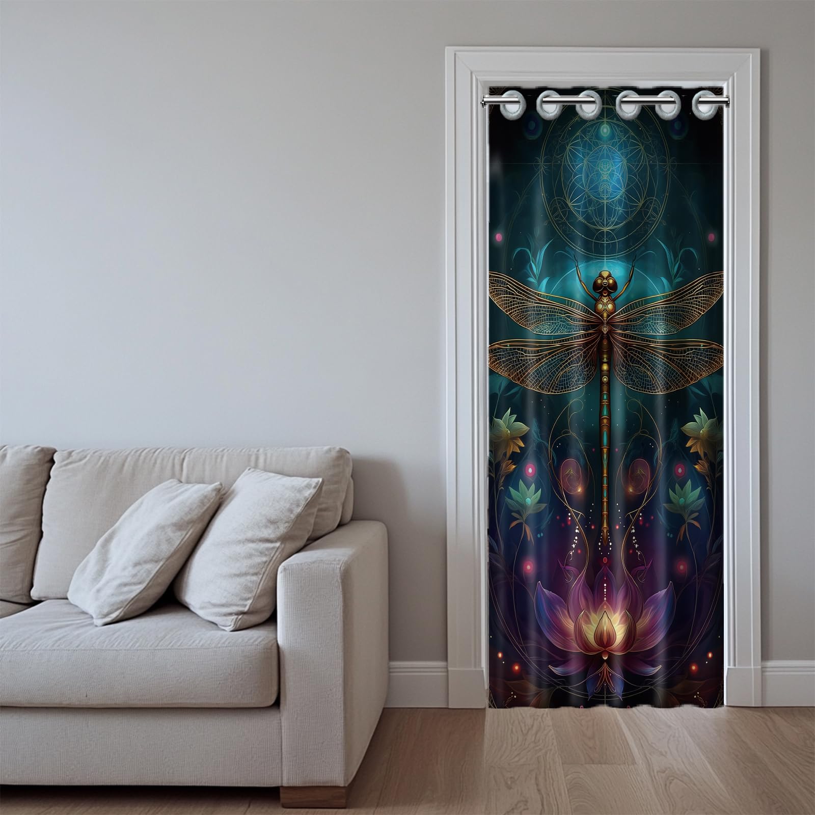 CHGCRAFT Lotusblume Türvorhang Libelle Türvorhang Raumteiler Vorhänge für die Türdekoration zu Hause oder im Restaurant, 78x39 Zoll