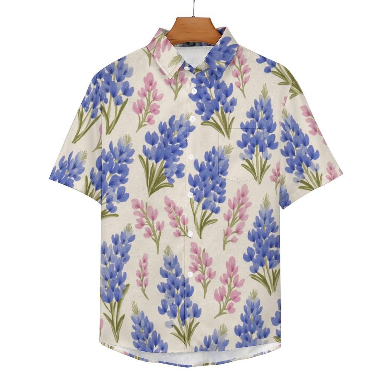 Funky Camicia Hawaiana Uomo, Manica Corta Design Aloha Camicie con Bottoni, Estiva Camicie a Fiore del Cappello Blu Casual Stampa Spiaggia Estate Floreale Dipinto A Mano Camicia
