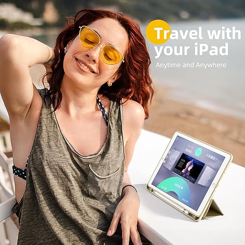 Miniatura 24 de Akkerds - Funda para iPad 10.2 2020, iPad 8ª generación/2019, iPad 7ª generación, con soporte para lápiz. Funda protectora premium con parte trasera