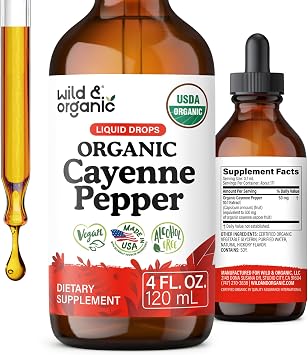 USDA Organic Cayenne Pepper Drops - Antioxidant, Digestive Support - 4 oz