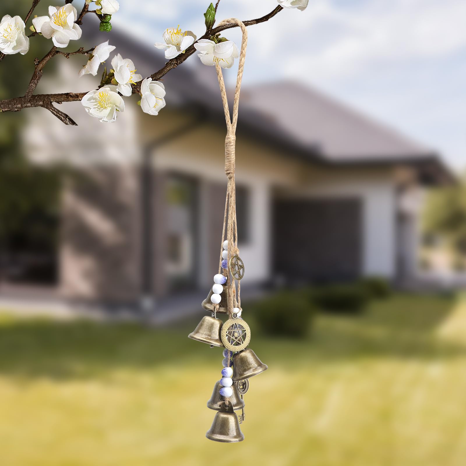 Campanas de Bruja para jardín carillones de Viento de Metal para Colgar al Aire Libre Campanas de Bruja Vintage protección para el hogar para jardín terraza Patio decoración Colgante Regalo