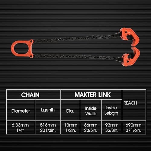 Miniatura 2 de Levantador de tambor de 55 galones con cadena G80, elevador de tambor de alta resistencia para elevación de tambor de 55 galones (metalplástico) con