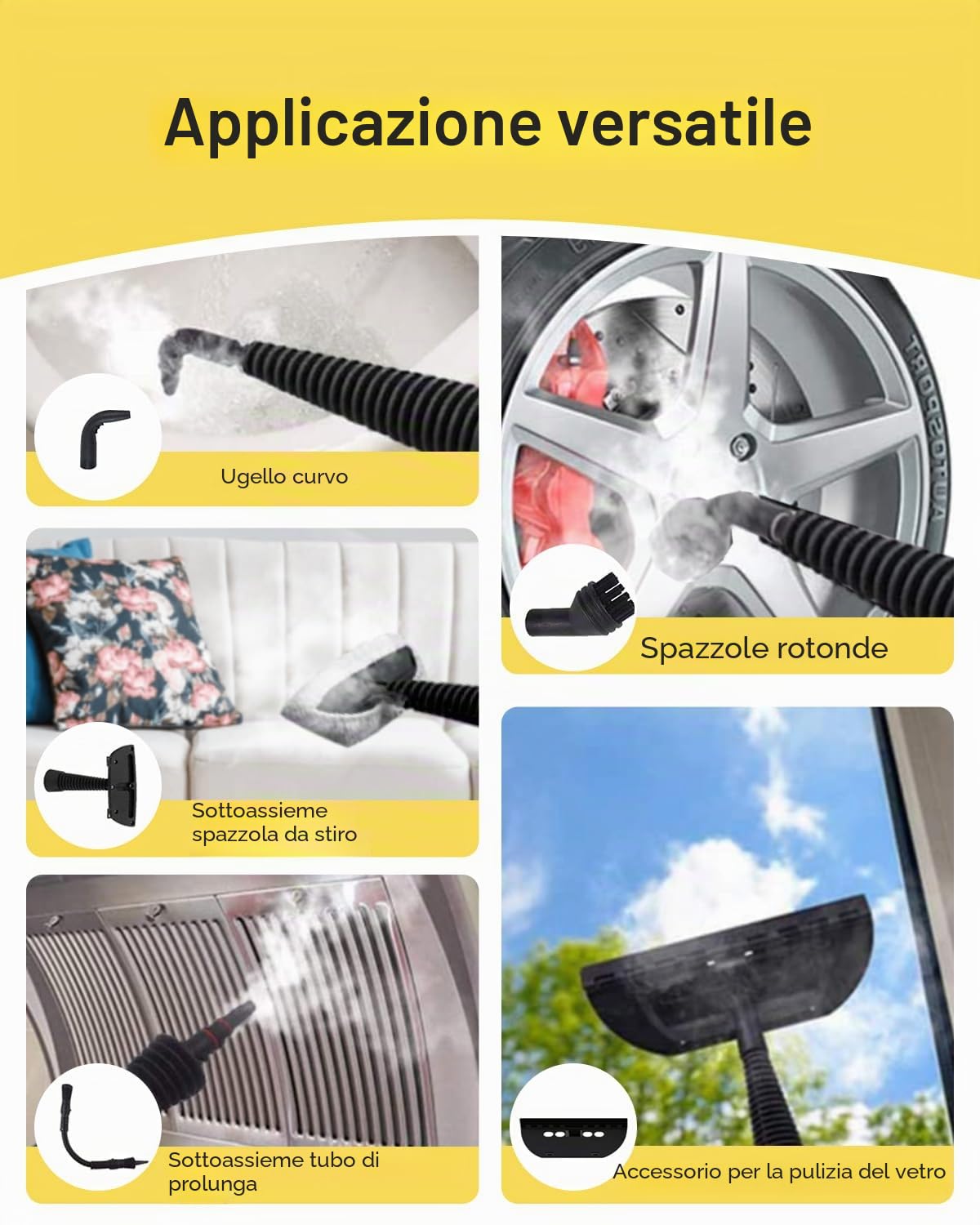 KOK Pulitore a vapore portatile, Pistola a Vapore, pulitore a vapore multiuso ad alta temperatura con 10 accessori, per cucina, bagno, pavimenti, interni auto, pulizia senza sostanze chimiche