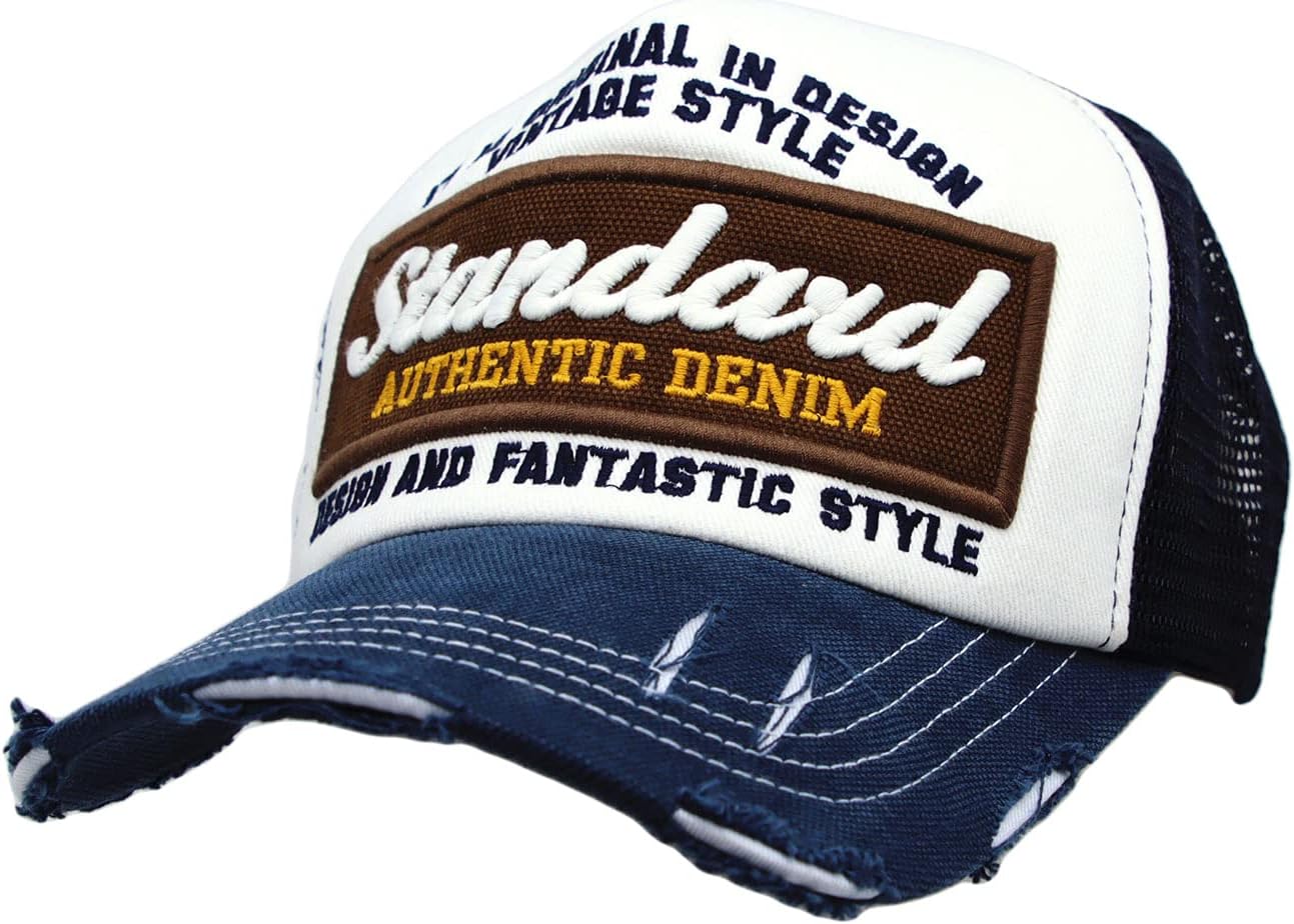 WITHMOONS Standard Embroidery Vintage Mesh Trucker Baseball Cap KR11346